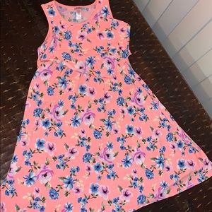 Coral Floral Print Dress